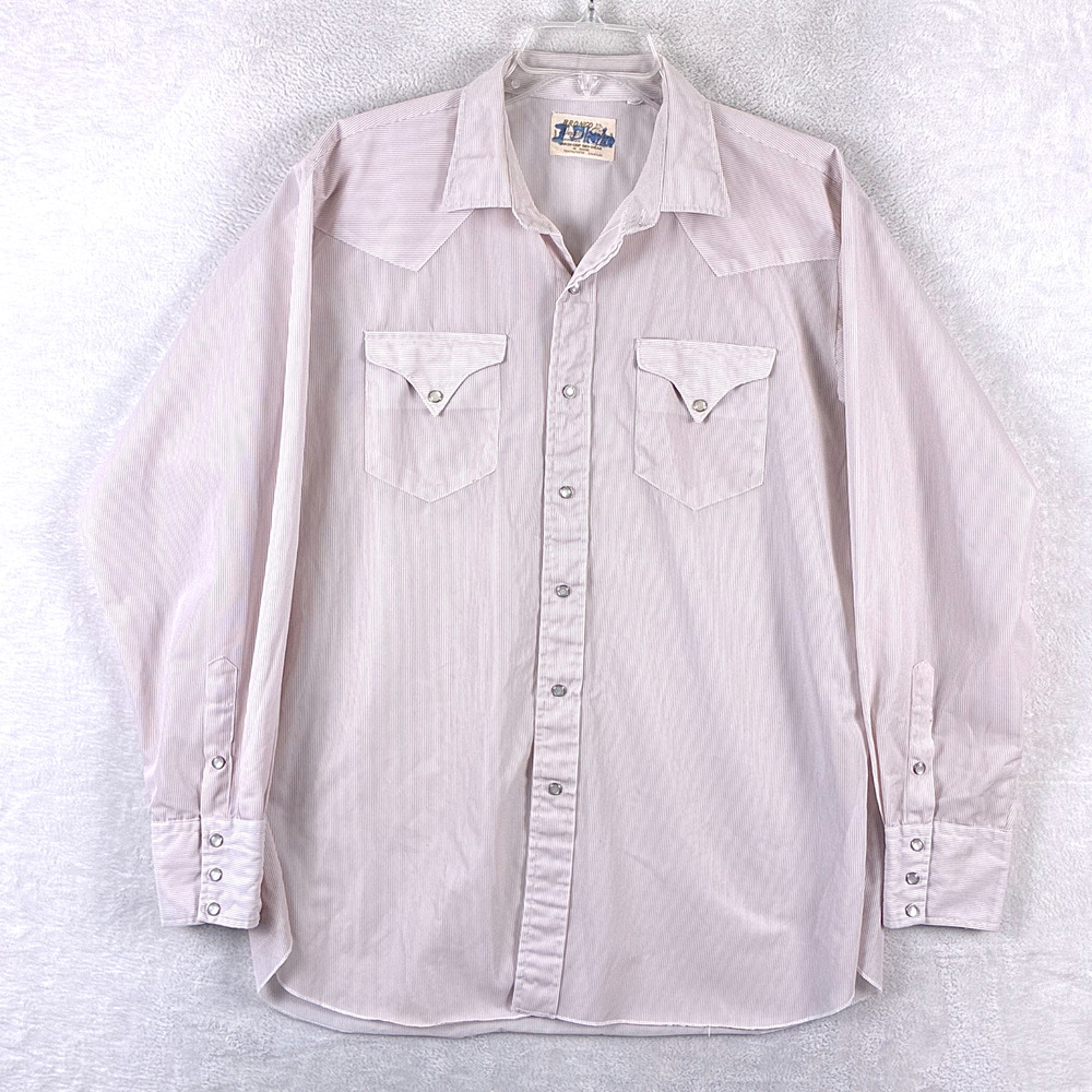 VTG 60s Bronco Westerns Shirt Mens 17 (XL) Pink Nylon Pearl Snap Cowboy Japan - Picture 2 of 10